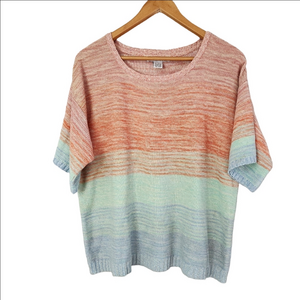 RXB Pastel rainbow Knit roomy short sleeve Sweater size XL lightweight